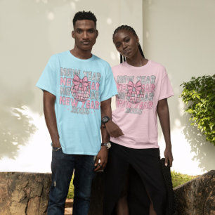 Pink Silver Disco Ball New Year 2025 T-Shirt