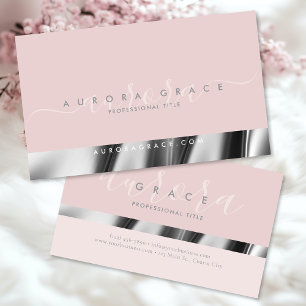 Pink Silver Elegance Business Card