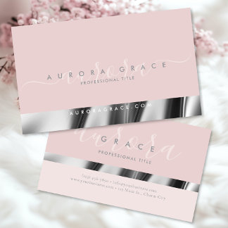Pink Silver Elegance Business Card