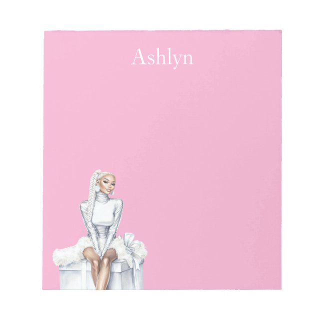 Pink Silver Female on Gift Notepad (Front)