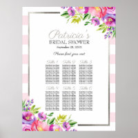 Pink & Silver Floral Bridal Shower Seating Chart