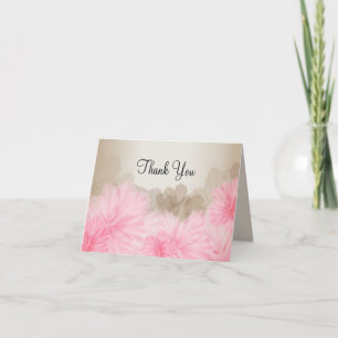 Pink & Silver Floral Thank You Card