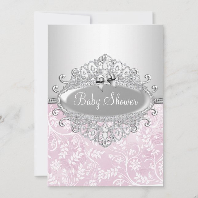 Pink & Silver Flower Baby Shower Invitation (Front)