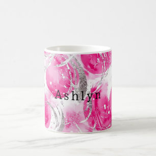 Pink Silver Glam Abstract Circles Coffee Mug