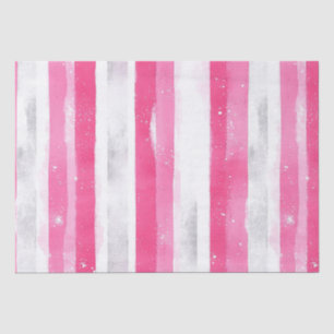 Pink Silver Glam Abstract Stripes Birthday Tissue Paper