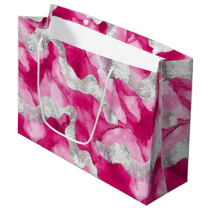 Pink Silver Glam Birthday Large Gift Bag