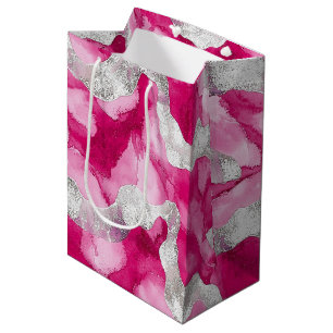 Pink Silver Glam Birthday Medium Gift Bag
