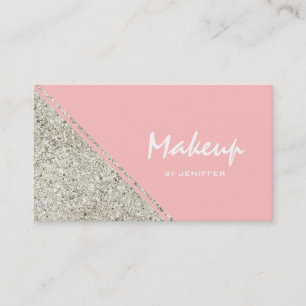 Pink & Silver Glitter Business Card