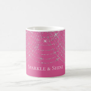 Pink Silver Glitzy Sparkle Strands Coffee Mug