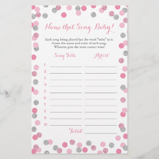 Pink & Silver Guess the Baby Song Baby Shower Game