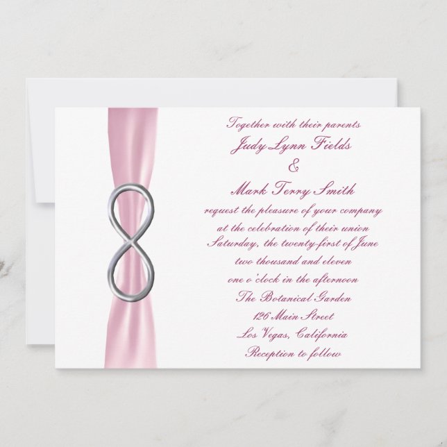 Pink Silver Infinity Wedding Invitation (Front)