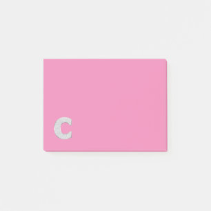 Pink Silver Letter C Post-it Notes