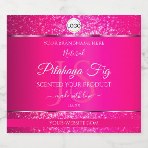 Pink Silver Logo Initials Glitter Product Labels