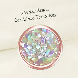 Pink Silver Monogram Mother o Pearl Envelope Seal 