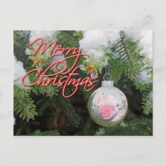 PINK & SILVER ORNAMENT on TREE by SHARON SHARPE Postcard