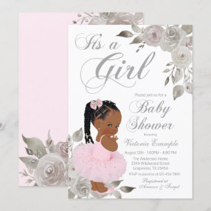 Pink Silver Princess Baby Shower Invitation