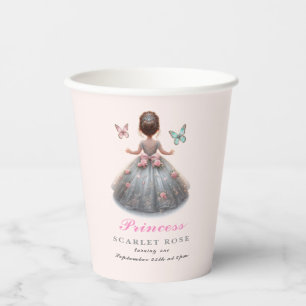 Pink silver princess gown Fairytale birthday party Paper Cups