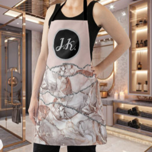 Pink Silver Professional Marble Agate Glam Apron