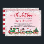 Pink Silver Santa Claus Christmas Train Birthday Invitation<br><div class="desc">Pink Silver Santa Claus Christmas Train Birthday Invitation</div>
