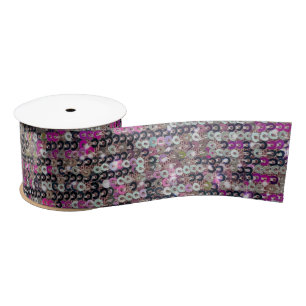 Pink silver sequins glitter sparkle pattern    satin ribbon