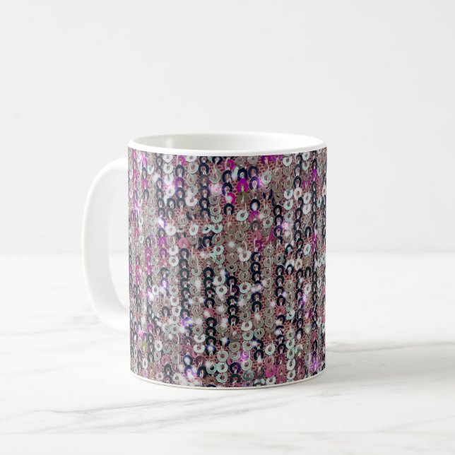 Pink silver sequins | sparkle pattern   coffee mug (Front Left)