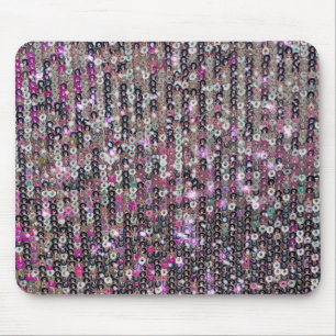 Pink silver sequins   sparkle pattern    mouse pad