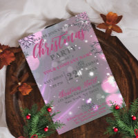 Pink Silver Snowflake Corporate Holiday Party