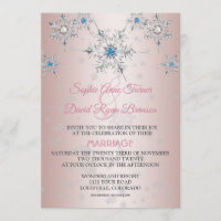 Pink Silver Snowflakes Crystals Blue Pearl Wedding