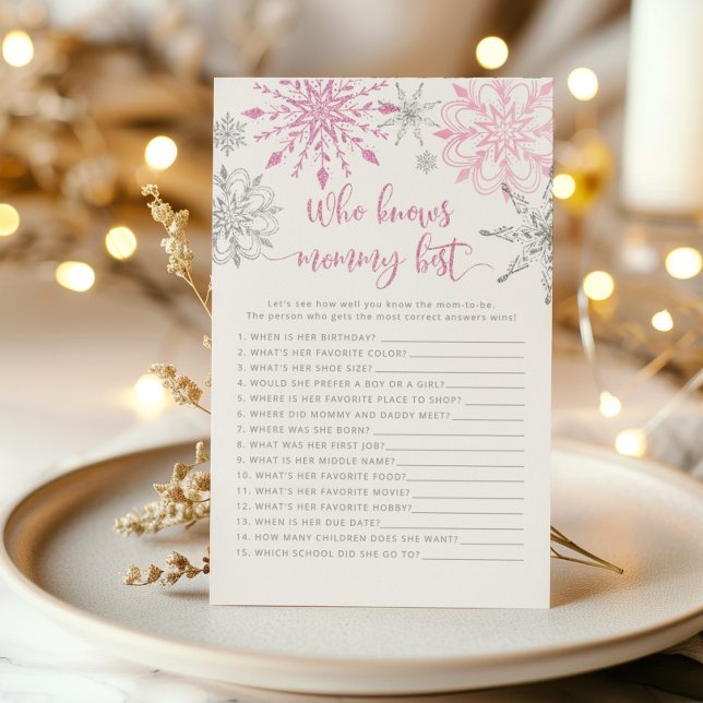 Pink silver snowflakes Who knows mummy best game (Creator Uploaded)