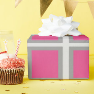 Pink & Silver Square Wrapping Paper