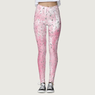 Pink Silver Stars Leggings