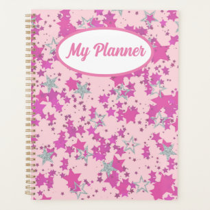 Pink silver stars planner
