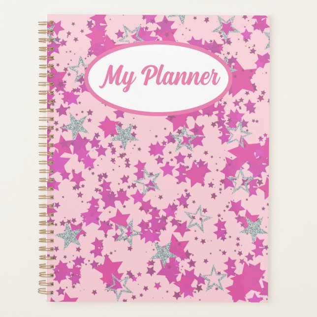 Pink silver stars planner (Front)