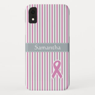 Pink & Silver Stripes custom monogram cases