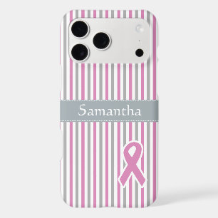 Pink & Silver Stripes custom monogram cases