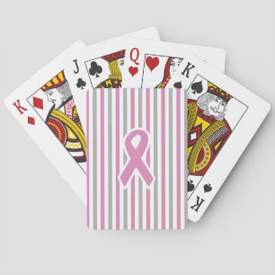 Pink & Silver Stripes custom playing cards