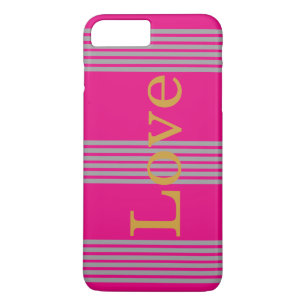 Pink Silver Stripes Personalised iPhone 8 Plus/7 Plus Case