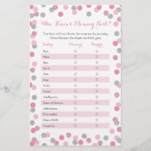 Pink Silver Who Knows Mummy Best Baby Shower Game
