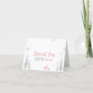 Pink & Silver Winter Wonderland Thank You Card