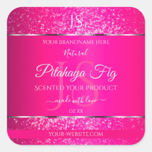 Pink Silver with Glitter Initials Product Labels
