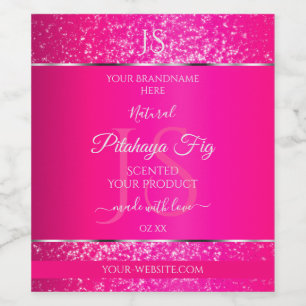 Pink Silver with Glitter Initials Product Labels