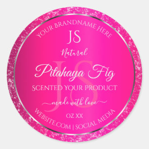Pink Silver with Glitter Initials Product Labels