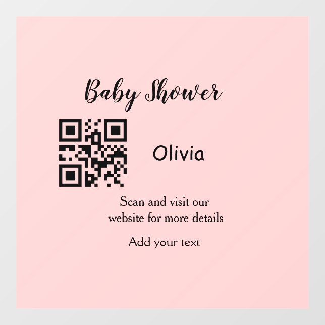 Pink simple baby shower q r code add name text thr (Sheet)