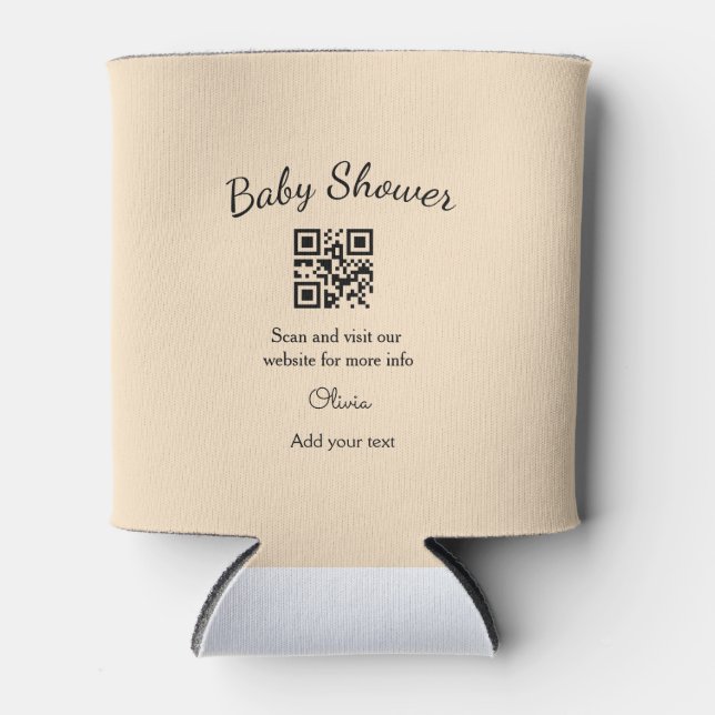 Pink simple baby shower q r code add name text thr can cooler (Front)