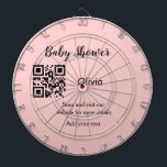 Pink simple baby shower q r code add name text thr dartboard<br><div class="desc">Designed for baby shower</div>