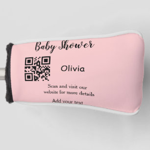 Pink simple baby shower q r code add name text thr golf head cover