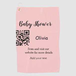 Pink simple baby shower q r code add name text thr golf towel