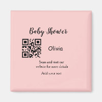 Pink simple baby shower q r code add name text thr