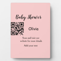 Pink simple baby shower q r code add name text thr