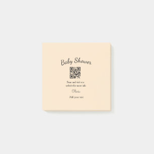 Pink simple baby shower q r code add name text thr post-it notes